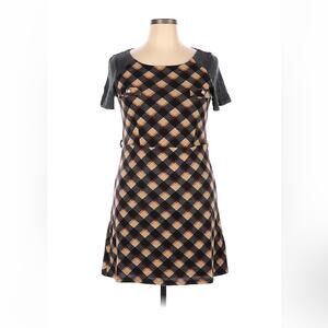 Yumi preppy plaid a line dress in brown and grey, size 8 or 10
